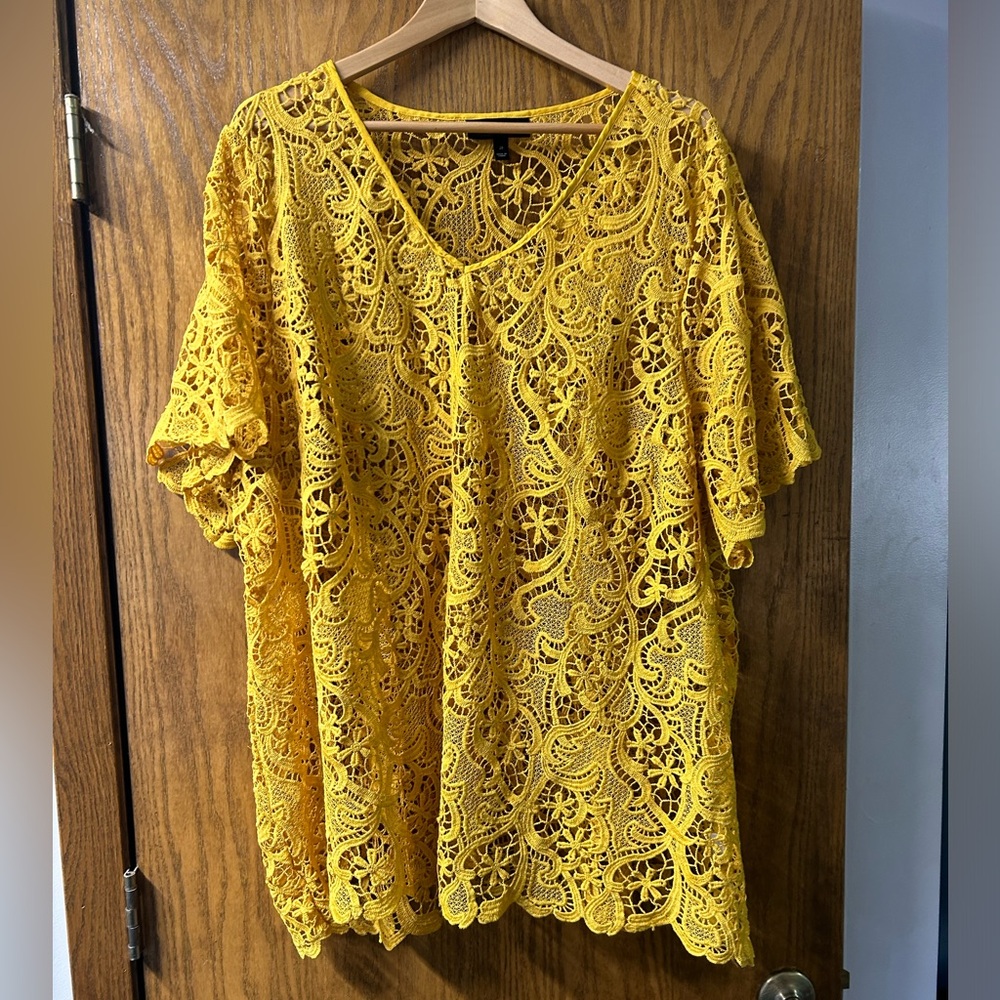 Lane Bryant lace top.  Size 28.  Beautiful gold color.